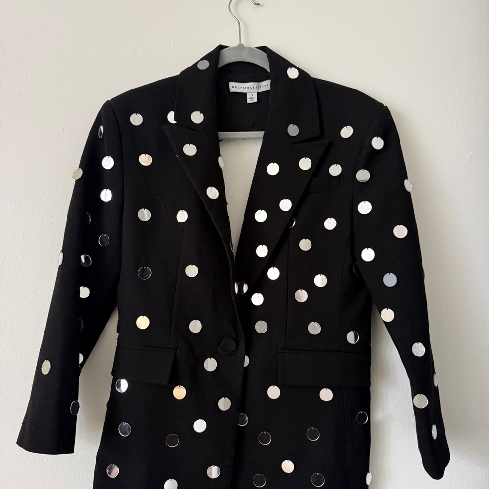 Black and Silver Women's Blazer Delfi Collective Ray Jacket Stylish - Picture 7 of 10